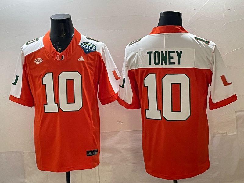 Men 2026 Miami Hurricanes #10 Toney Orange 3th generations Nike Limited NCAA Jersey 07